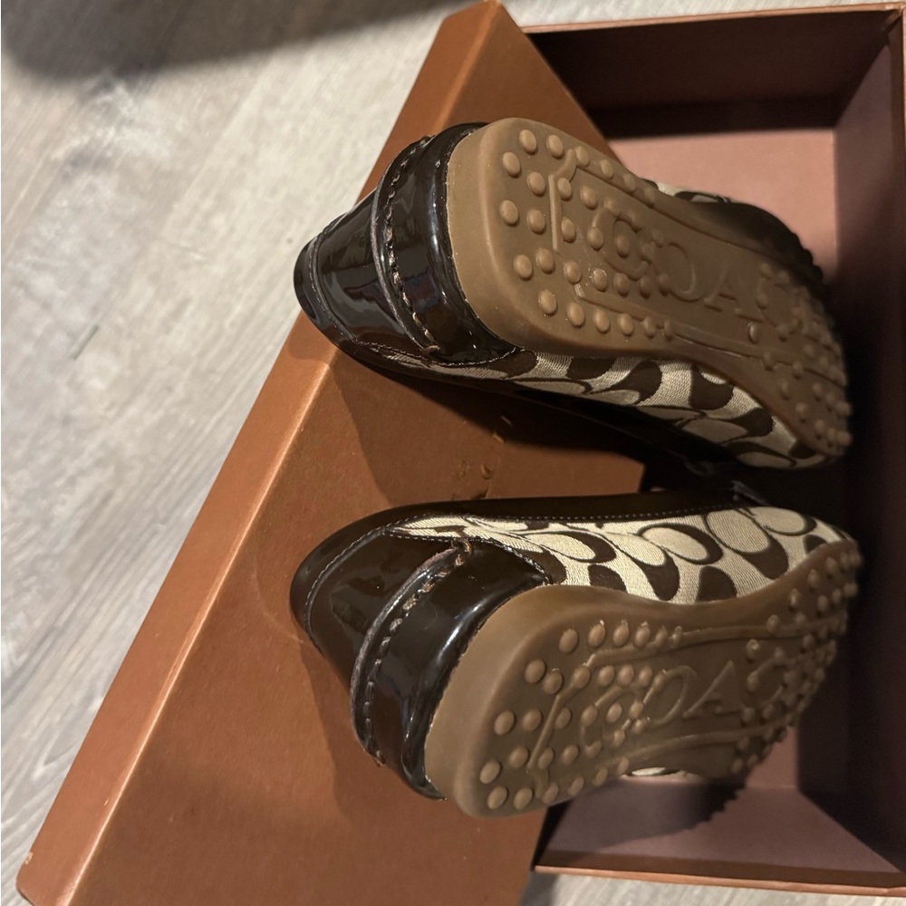 Coach Signature Canvas and Brown Leather Loafers - Picture 3 of 4